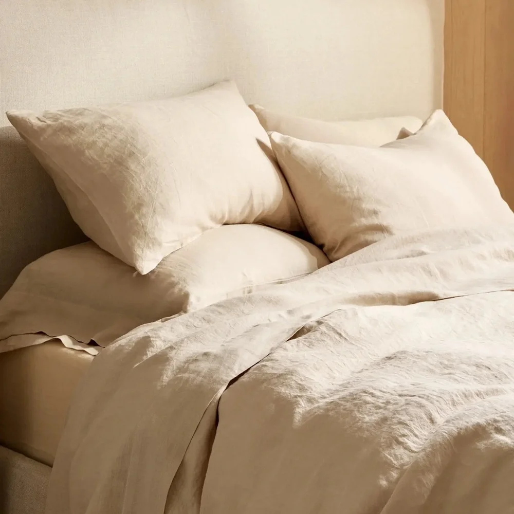 Quince Linen Duvet Cover Set With Two Pillowcases